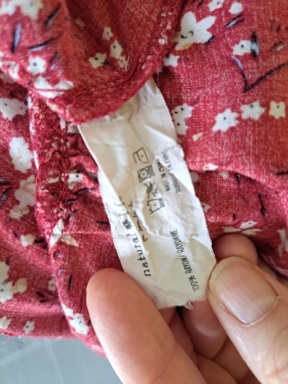 Natural Life Floral Red Tiered Sundress Adjustable Ruffled Flowy Rayon Medium - Picture 8 of 10